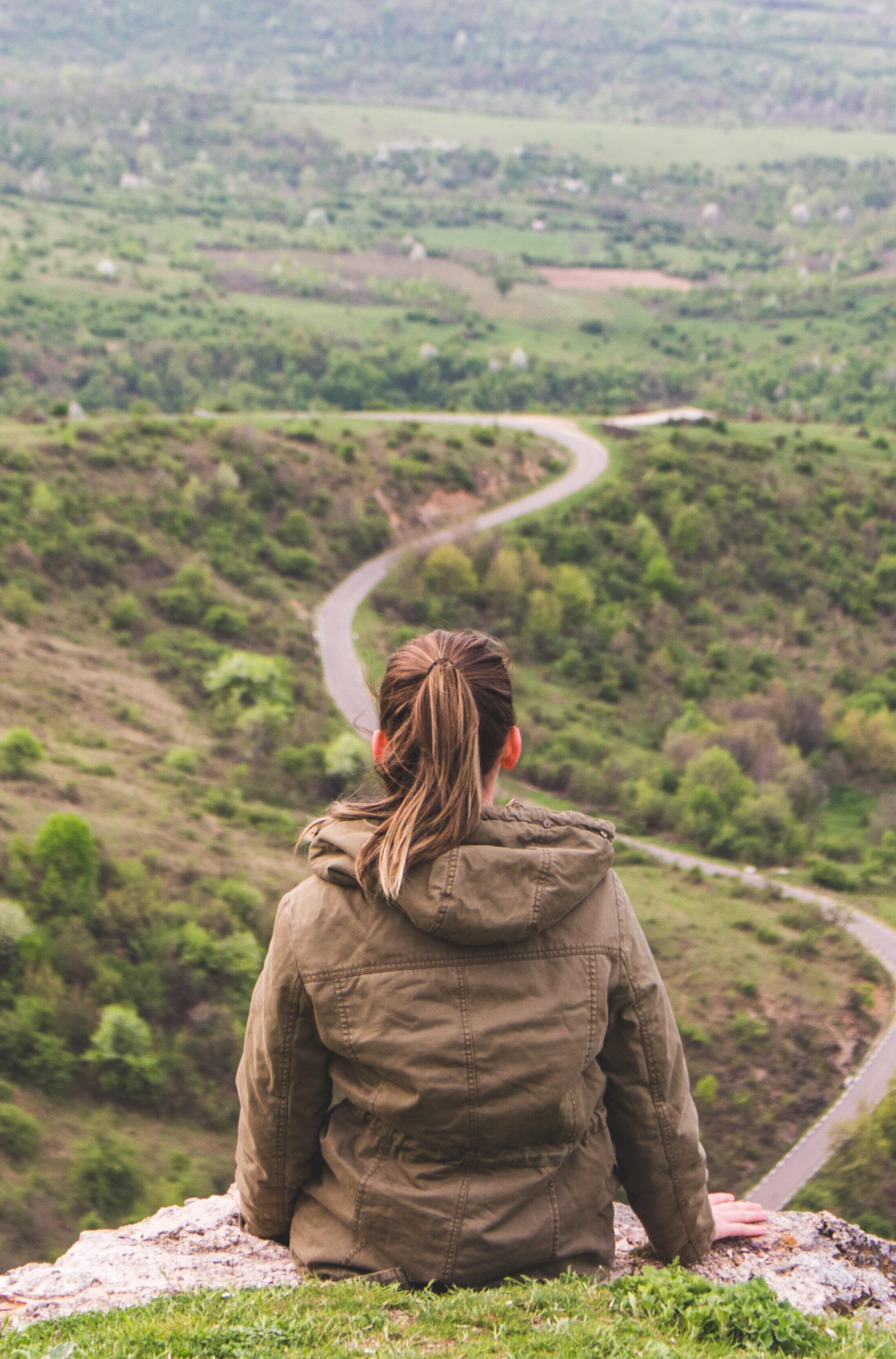 female looking out at a view