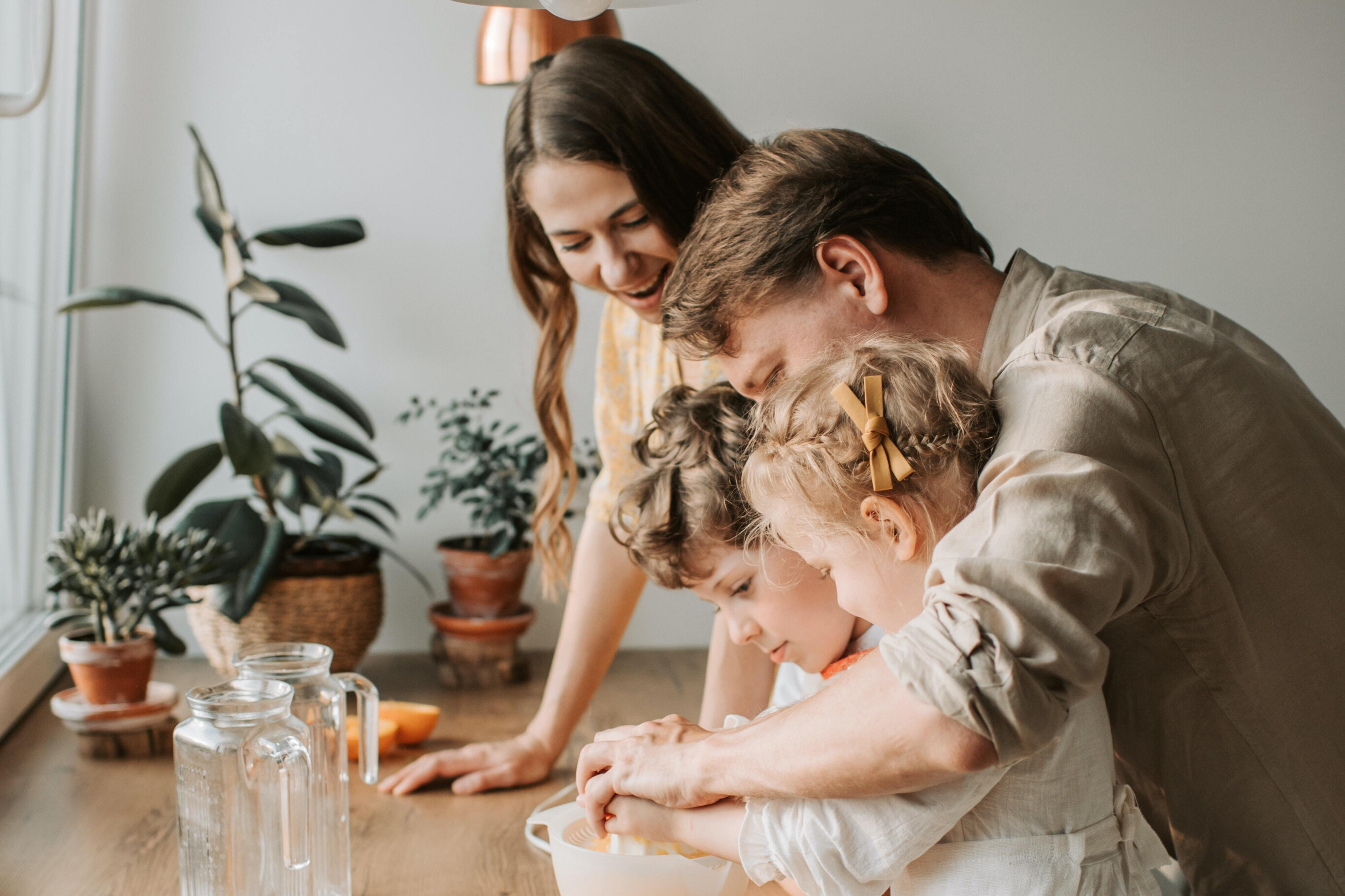 family making food